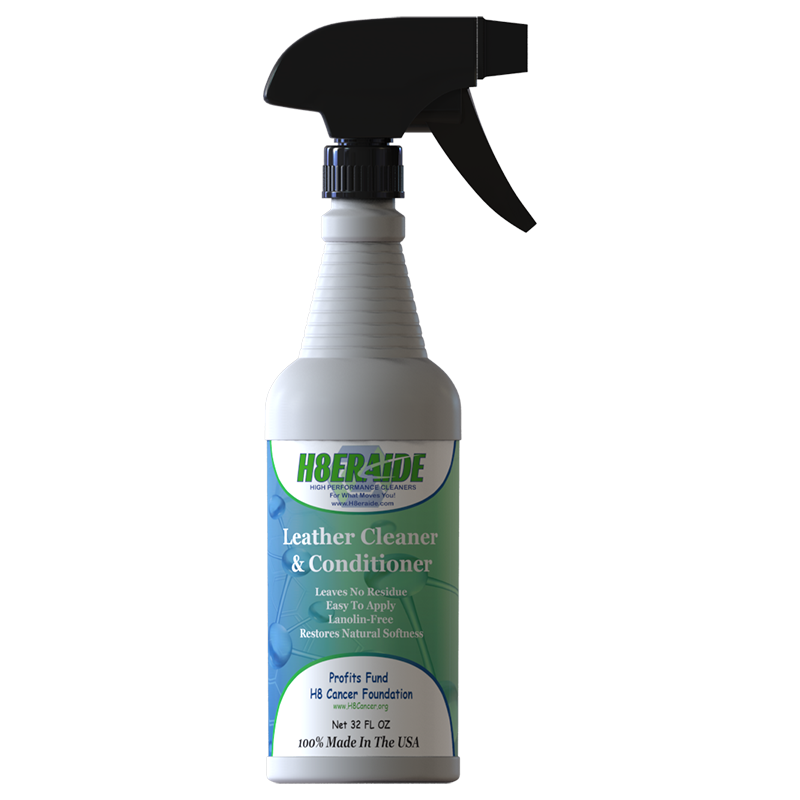 Oakwood Spray Glycerine Leather Cleaner reaches hard to reach areas.  Protects stitching and hydrates leather